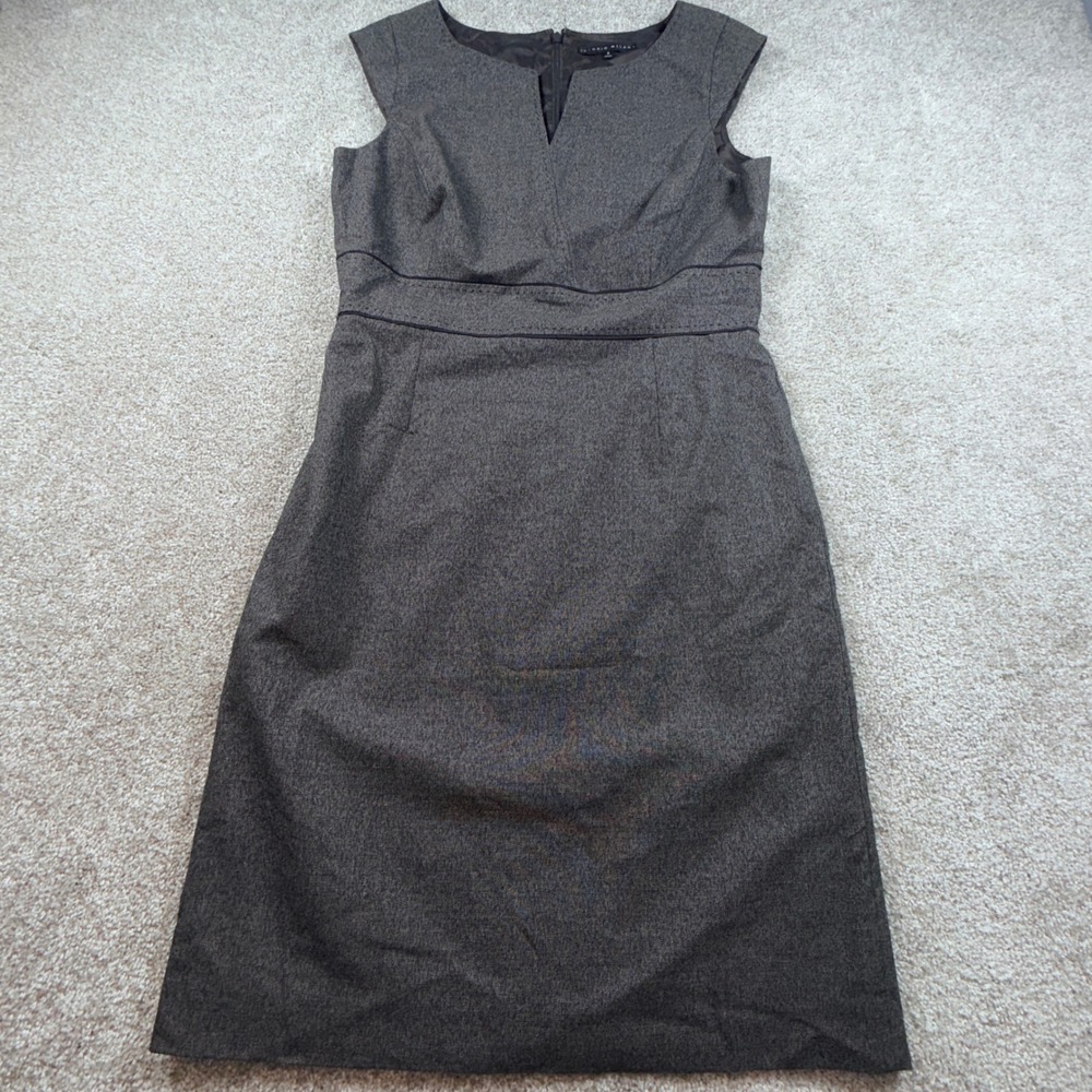 Antonio Melani Charcoal Grey Marl Cap Sleeve Sheath Dress Professional Size z8